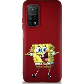 Printify Xiaomi Mi 10T Soft Premier Kapak Sünger Bob Tasarımlı Silikon Cep Telefonu Kılıfı