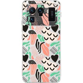 Printify Xiaomi Mi 11 Ultra Uyumlu Kamera Korumalı Kapak Memphis Desen Tasarımlı Şeffaf v