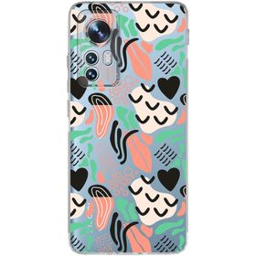 Printify Xiaomi Mi 12 Lite Uyumlu Kamera Korumalı Kapak Memphis Desen Tasarımlı Şeffaf Cep Telefonu Kılıfı