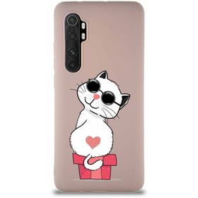 Printify Xiaomi Mi Note 10 Lite Soft Premier Kapak Coolcat Tasarımlı Silikon Cep Telefonu Kılıfı