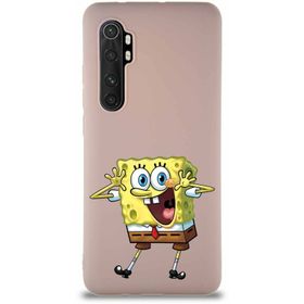 Printify Xiaomi Mi Note 10 Lite Soft Premier Kapak Sünger Bob Tasarımlı Silikon Cep Telefonu Kılıfı