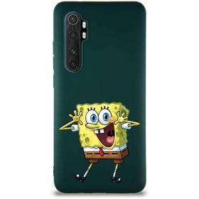 Printify Xiaomi Mi Note 10 Lite Soft Premier Kapak Sünger Bob Tasarımlı Silikon Cep Telefonu Kılıfı