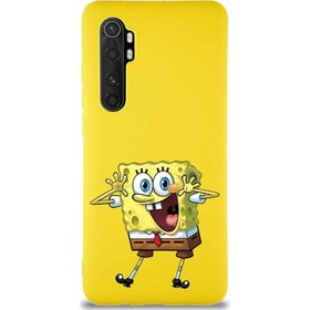 Printify Xiaomi Mi Note 10 Lite Soft Premier Kapak Sünger Bob Tasarımlı Silikon Cep Telefonu Kılıfı