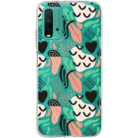 Printify Xiaomi Poco M3 Uyumlu Kamera Korumalı Kapak Memphis Desen Tasarımlı Şeffaf Cep Telefonu Kılıfı