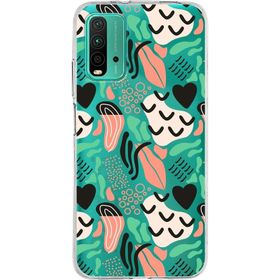 Printify Xiaomi Poco M3 Uyumlu Kamera Korumalı Kapak Memphis Desen Tasarımlı Şeffaf Cep Telefonu Kılıfı