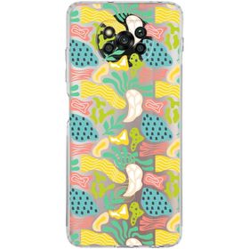 Printify Xiaomi Poco X3 NFC Uyumlu Kamera Korumalı Kapak Memphis Desen Tasarımlı Şeffaf Cep Telefonu Kılıfı