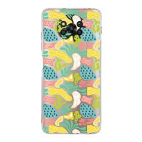 Printify Xiaomi Poco X3 NFC Uyumlu Kamera Korumalı Kapak Memphis Desen Tasarımlı Şeffaf Cep Telefonu Kılıfı