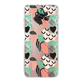 Printify Xiaomi Poco X3 NFC Uyumlu Kamera Korumalı Kapak Memphis Desen Tasarımlı Şeffaf Cep Telefonu Kılıfı
