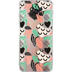 Printify Xiaomi Poco X3 NFC Uyumlu Kamera Korumalı Kapak Memphis Desen Tasarımlı Şeffaf Cep Telefonu Kılıfı