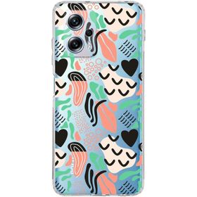 Printify Xiaomi Poco X4 GT Uyumlu Kamera Korumalı Kapak Memphis Desen Tasarımlı Şeffaf Cep Telefonu Kılıfı