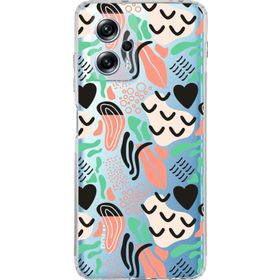 Printify Xiaomi Poco X4 GT Uyumlu Kamera Korumalı Kapak Memphis Desen Tasarımlı Şeffaf Cep Telefonu Kılıfı