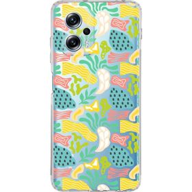 Printify Xiaomi Poco X4 GT Uyumlu Kamera Korumalı Kapak Memphis Desen Tasarımlı Şeffaf Cep Telefonu Kılıfı