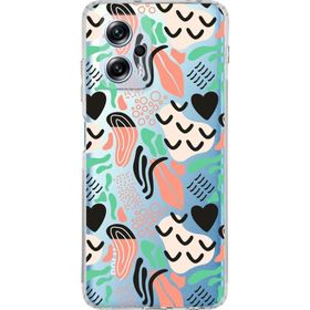 Printify Xiaomi Poco X4 GT Uyumlu Kamera Korumalı Kapak Memphis Desen Tasarımlı Şeffaf Cep Telefonu Kılıfı
