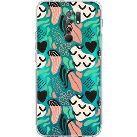 Printify Xiaomi Redmi 9 Uyumlu Kamera Korumalı Kapak Memphis Desen Tasarımlı Şeffaf Cep Telefonu Kılıfı