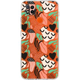 Printify Xiaomi Redmi 9C Uyumlu Kamera Korumalı Kapak Memphis Desen Tasarımlı Şeffaf Cep Telefonu Kılıfı