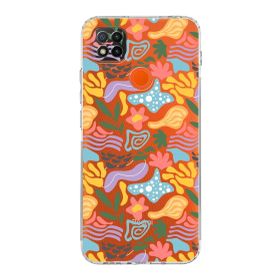 Printify Xiaomi Redmi 9C Uyumlu Kamera Korumalı Kapak Memphis Desen Tasarımlı Şeffaf Cep Telefonu Kılıfı
