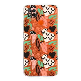 Printify Xiaomi Redmi 9C Uyumlu Kamera Korumalı Kapak Memphis Desen Tasarımlı Şeffaf Cep Telefonu Kılıfı