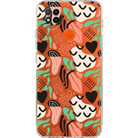 Printify Xiaomi Redmi 9C Uyumlu Kamera Korumalı Kapak Memphis Desen Tasarımlı Şeffaf Cep Telefonu Kılıfı