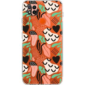 Printify Xiaomi Redmi 9C Uyumlu Kamera Korumalı Kapak Memphis Desen Tasarımlı Şeffaf Cep Telefonu Kılıfı