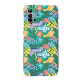 Printify Xiaomi Redmi 9T Uyumlu Kamera Korumalı Kapak Memphis Desen Tasarımlı Şeffaf Cep Telefonu Kılıfı