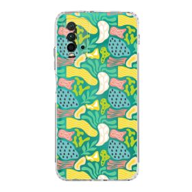 Printify Xiaomi Redmi 9T Uyumlu Kamera Korumalı Kapak Memphis Desen Tasarımlı Şeffaf Cep Telefonu Kılıfı