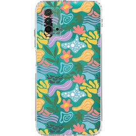 Printify Xiaomi Redmi 9T Uyumlu Kamera Korumalı Kapak Memphis Desen Tasarımlı Şeffaf Cep Telefonu Kılıfı