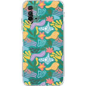 Printify Xiaomi Redmi 9T Uyumlu Kamera Korumalı Kapak Memphis Desen Tasarımlı Şeffaf Cep Telefonu Kılıfı
