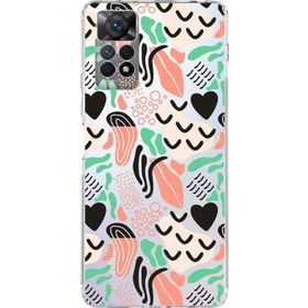 Printify Xiaomi Redmi Note 11 Pro 5G Uyumlu Kamera Korumalı Kapak Memphis Desen Tasarımlı Şeffaf Cep Telefonu Kılıfı