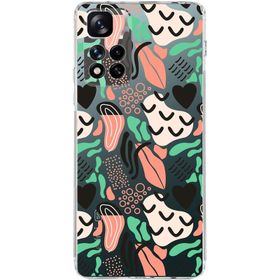 Printify Xiaomi Redmi Note 11 Pro Plus 5G Uyumlu Kamera Korumalı Kapak Memphis Desen Tasarımlı Şeffaf Cep Telefonu Kılıfı