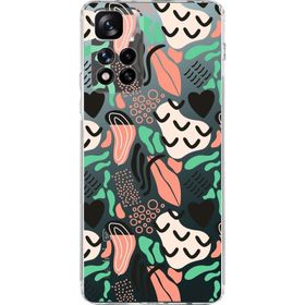 Printify Xiaomi Redmi Note 11 Pro Plus 5G Uyumlu Kamera Korumalı Kapak Memphis Desen Tasarımlı Şeffaf Cep Telefonu Kılıfı