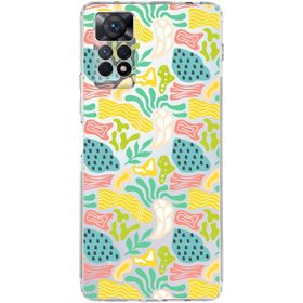 Printify Xiaomi Redmi Note 11 Uyumlu Kamera Korumalı Kapak Memphis Desen Tasarımlı Şeffaf Cep Telefonu Kılıfı