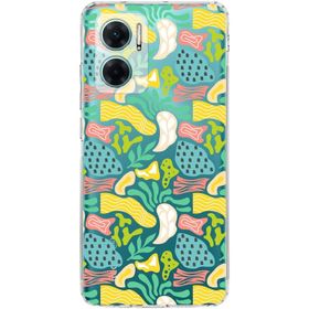 Printify Xiaomi Redmi Note 11E Uyumlu Kamera Korumalı Kapak Memphis Desen Tasarımlı Şeffaf Cep Telefonu Kılıfı