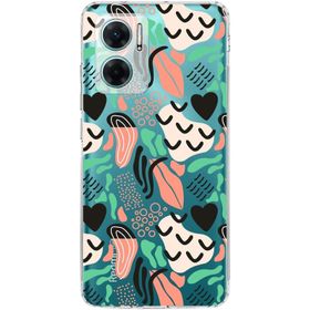 Printify Xiaomi Redmi Note 11E Uyumlu Kamera Korumalı Kapak Memphis Desen Tasarımlı Şeffaf Cep Telefonu Kılıfı