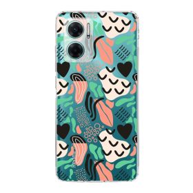 Printify Xiaomi Redmi Note 11E Uyumlu Kamera Korumalı Kapak Memphis Desen Tasarımlı Şeffaf Cep Telefonu Kılıfı