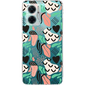 Printify Xiaomi Redmi Note 11E Uyumlu Kamera Korumalı Kapak Memphis Desen Tasarımlı Şeffaf Cep Telefonu Kılıfı