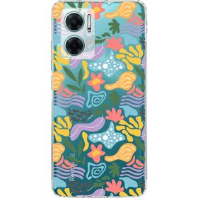 Printify Xiaomi Redmi Note 11E Uyumlu Kamera Korumalı Kapak Memphis Desen Tasarımlı Şeffaf Cep Telefonu Kılıfı