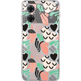 Printify Xiaomi Redmi Note 11R Uyumlu Kamera Korumalı Kapak Memphis Desen Tasarımlı Şeffaf Cep Telefonu Kılıfı