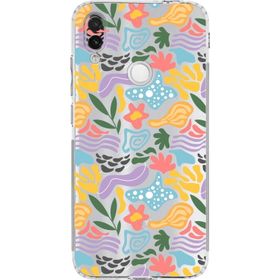Printify Xiaomi Redmi Note 7 Pro Uyumlu Kamera Korumalı Kapak Memphis Desen Tasarımlı Şeffaf Cep Telefonu Kılıfı