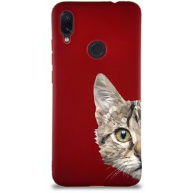 Printify Xiaomi Redmi Note 7 Soft Premier Kapak Catface Tasarımlı Silikon Cep Telefonu Kılıfı