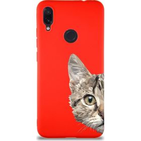 Printify Xiaomi Redmi Note 7 Soft Premier Kapak Catface Tasarımlı Silikon Cep Telefonu Kılıfı