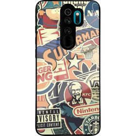 Printify Xiaomi Redmi Note 8 Pro İle Uyumlu Cam Kapak Silikon Cep Telefonu Kılıfı