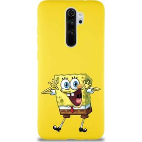 PrintiFy Xiaomi Redmi Note 8 Pro Soft Premier Kapak Sünger Bob Tasarımlı Silikon Cep Telefonu Kılıfı