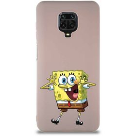 Printify Xiaomi Redmi Note 9 Pro Soft Premier Kapak Sünger Bob Tasarımlı Silikon Cep Telefonu Kılıfı