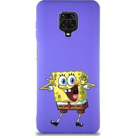 Printify Xiaomi Redmi Note 9 Pro Soft Premier Kapak Sünger Bob Tasarımlı Silikon Cep Telefonu Kılıfı