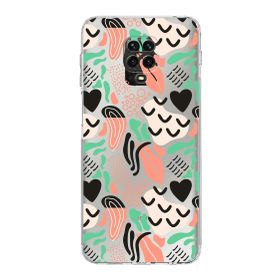 Printify Xiaomi Redmi Note 9 Pro Uyumlu Kamera Korumalı Kapak Memphis Desen Tasarımlı Şeffaf Cep Telefonu Kılıfı