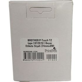 Printpen Brother P-Touch 24TZE251 Beyaz Etikete Siyah 24mm x 8m Kartuş