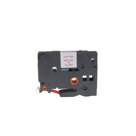 Printpen Brother P-Touch TZE-132 12 mm 8 m Şeffaf Etikete Kırmızı Etiket