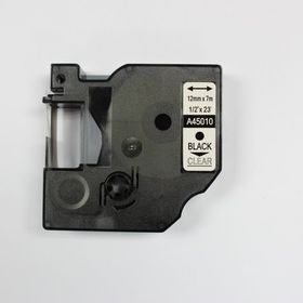 Printpen Dymo D1 45010 12 mm 7 m Şeffaf Etikete Siyah Etiket