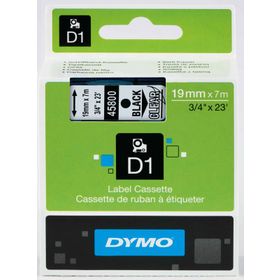 Printpen Dymo D1 45800 19 mm 7 m Şeffaf Etikete Siyah Etiket