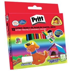 Pritt 1655739 Jumbo Silinebilir Üçgen 12'li Pastel Boya